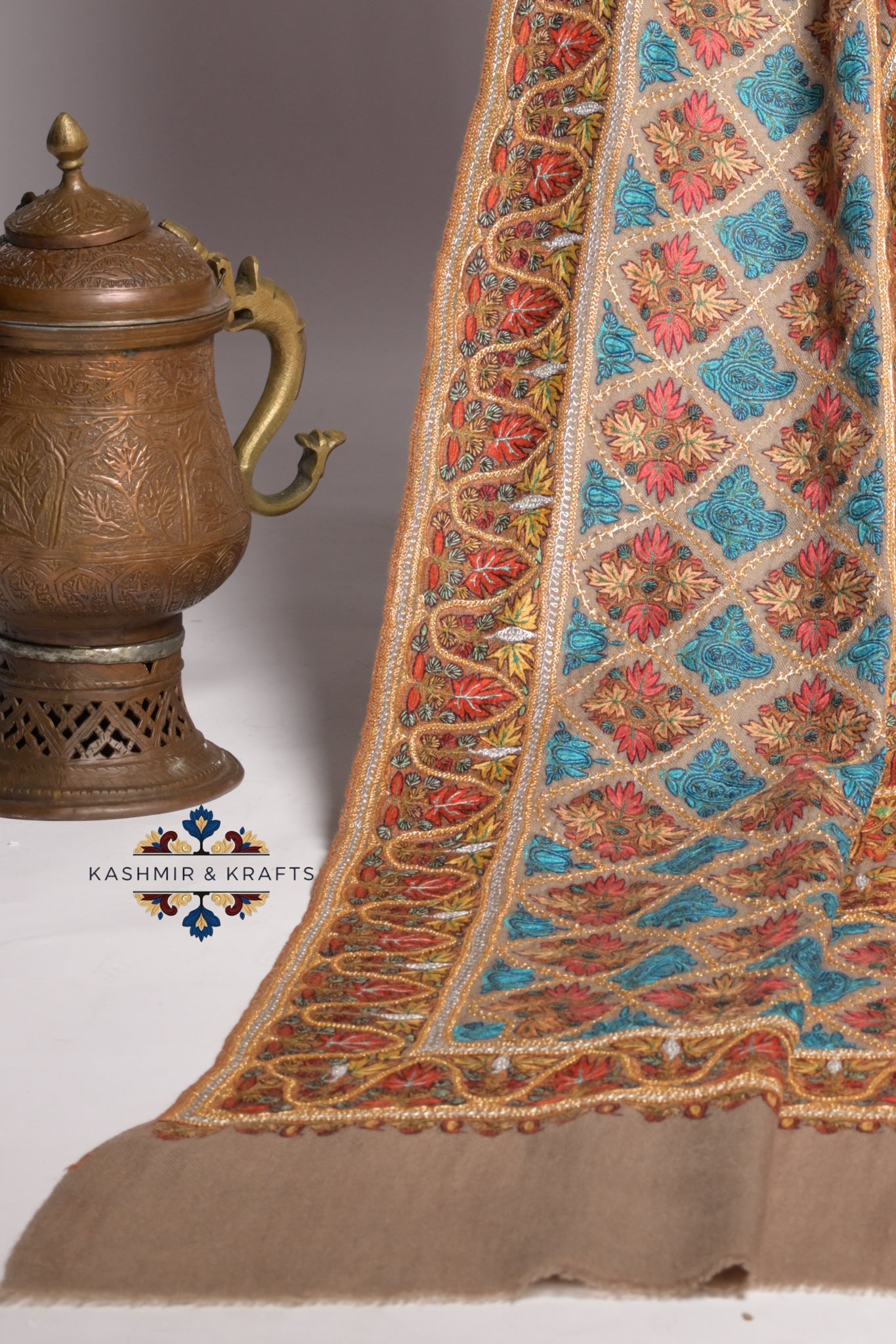 Tilla-e-Bahar – Handcrafted Sozni Jama in Tosh Gold
