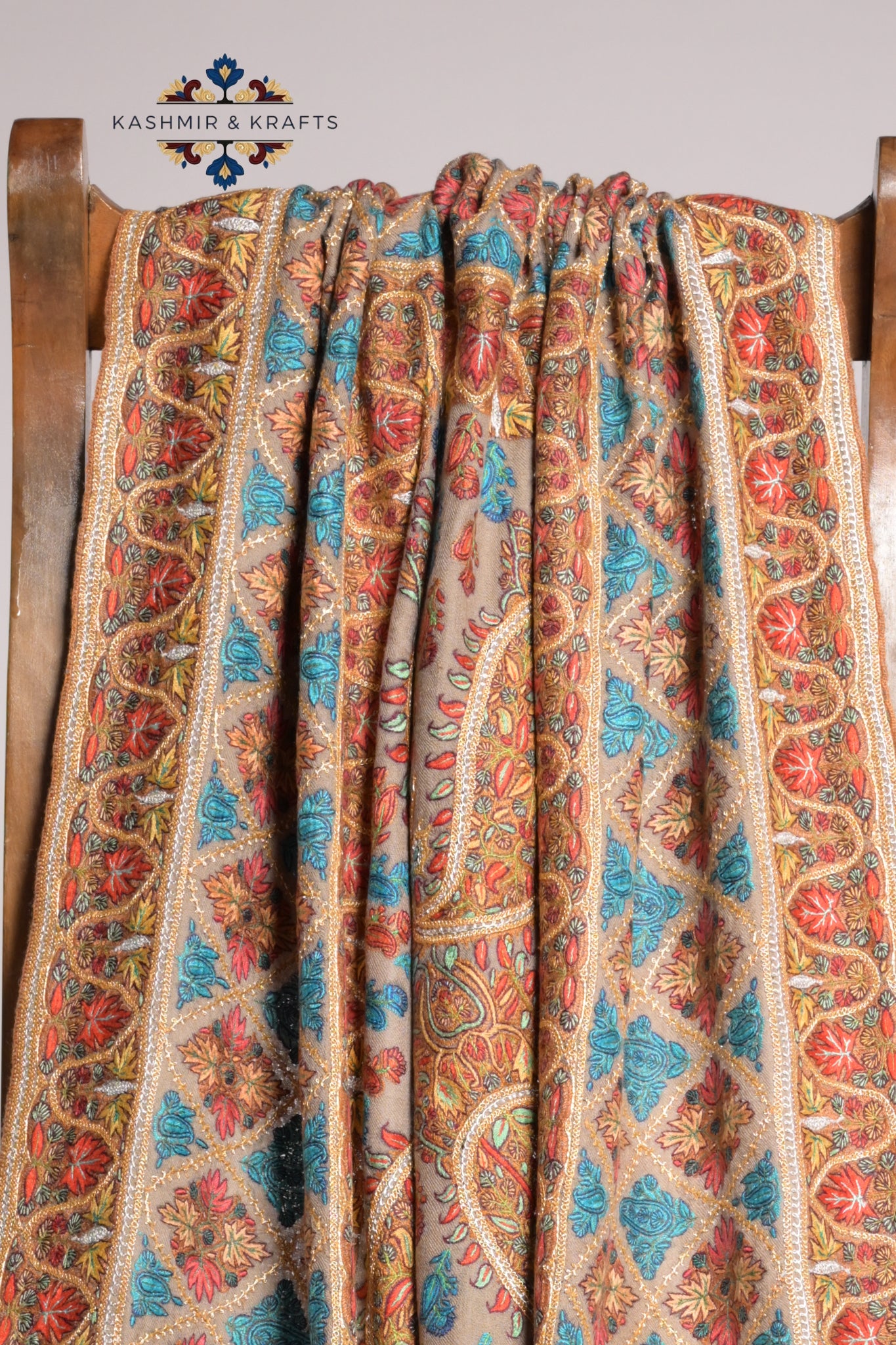 Tilla-e-Bahar – Handcrafted Sozni Jama in Tosh Gold