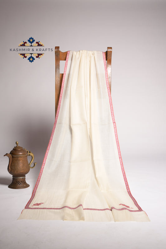 Noor-e-Safa – Sozni Fashidaar Pashmina with Corner Bootie Embroidery