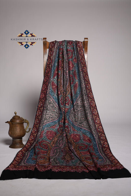 Zewar – Full-Jama Sozni Embroidery on Midnight Pashmina
