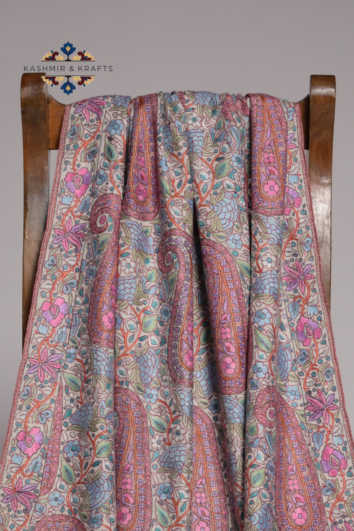 Gulzar-e-Khaamosh — Cream Sozni Papier Mâché Jama Shawl