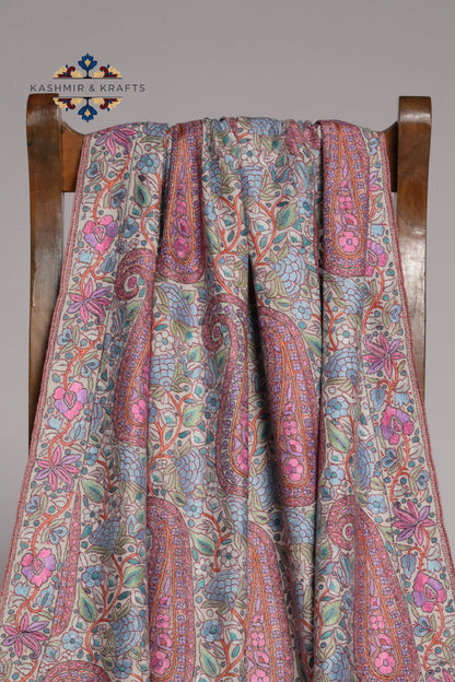 Gulzar-e-Khaamosh — Cream Sozni Papier Mâché Jama Shawl