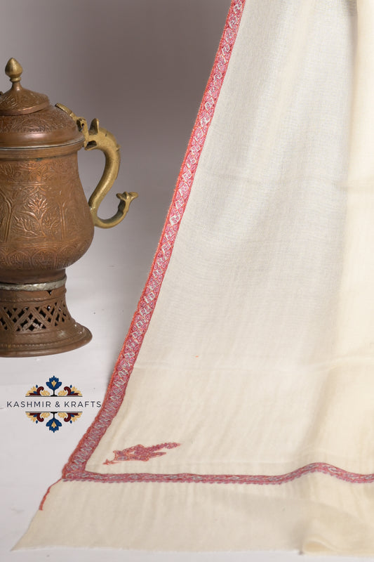 Noor-e-Safa – Sozni Fashidaar Pashmina with Corner Bootie Embroidery